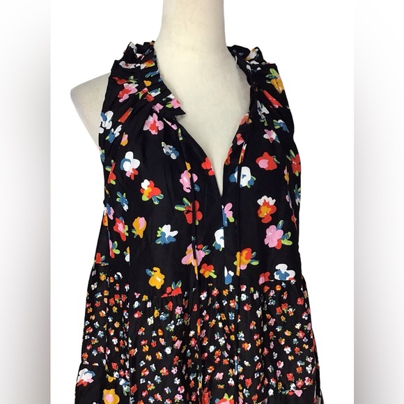 Mud Pie Black Floral Ruffle Sleeveless Tiered Sundress Women’s Size Small - Picture 7 of 12